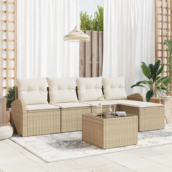 vidaXL Gartensofa-set Beige Poly-Rattan