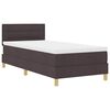 vidaXL LED Boxspringbett mit Kopfteil Dunkelbraun 90 x 200 cm Stoff