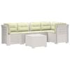 vidaXL 5-Sitzer Gartensofa mit Kissen Rattan-Look PP Wei&szlig;