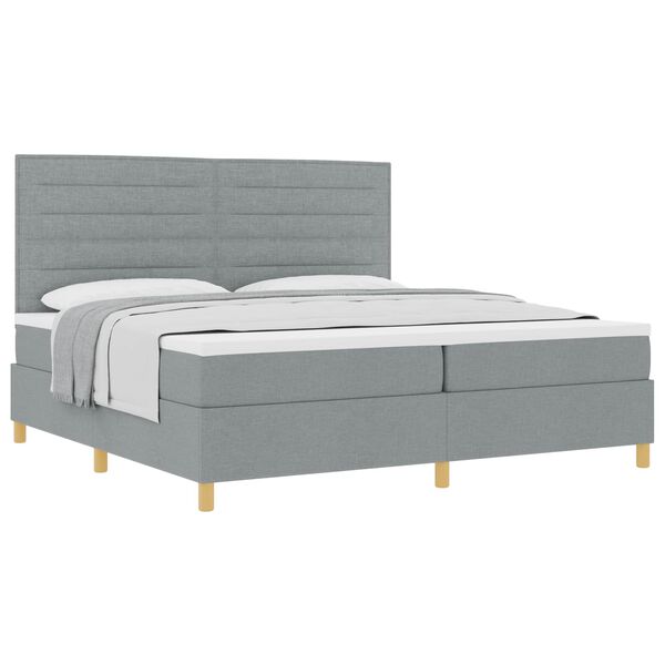 vidaXL Boxspringbett mit Matratze Hellgrau 200 x 200 cm Stoff