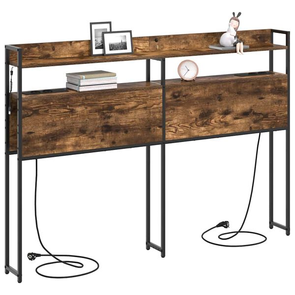 vidaXL Aufbewahrungskopfteil R&auml;uchereiche 160 cm Holzwerkstoff