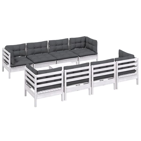 vidaXL 9-tlg. Garten-Lounge-Set mit Kissen Kiefer Massivholz