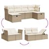 vidaXL 6-tlg. Garten-Sofagarnitur mit Kissen Beige Poly Rattan