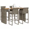 vidaXL 5-tlg. Gartenbar-Set ohne Kissen Grau Poly Rattan Akazie
