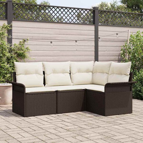 vidaXL Gartensofa-set mit Speicher 4 pcs Braun Poly-Rattan