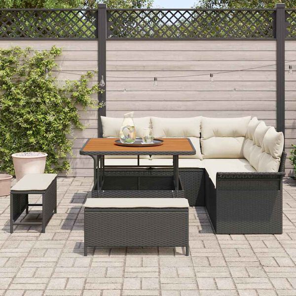 vidaXL Garten-Sofa-Set 8 pcs Schwarz Poly-Rattan