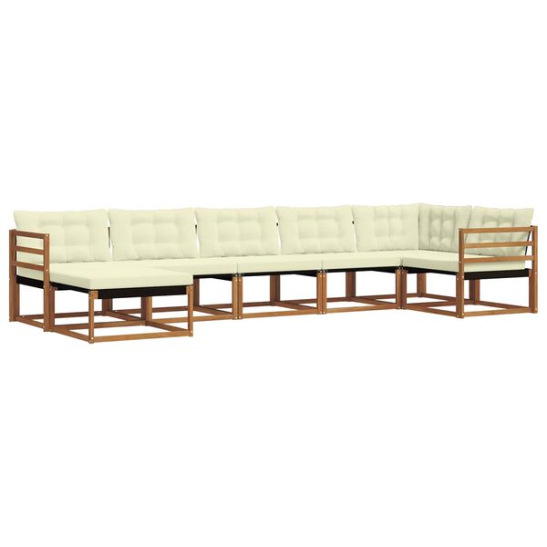 vidaXL Outdoor-Sofagarnitur 21 pcs Natur und Creme Massivholz Akazie