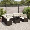 vidaXL Gartensofa-set mit Kissen mit Speicher 10 pcs Braun Poly Rattan