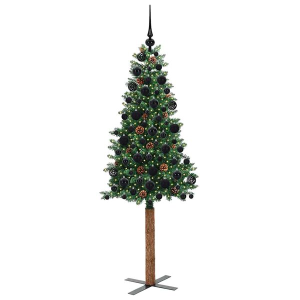 vidaXL Schlanker Weihnachtsbaum mit 300 LEDs mit St&auml;nder Gr&uuml;n 180 cm