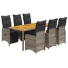 vidaXL 7-tlg. Garten-Bistro-Set mit Kissen Grau Poly Rattan