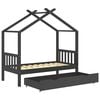 vidaXL Kinderbett mit Schublade Dunkelgrau Massivholz Kiefer 80x160 cm