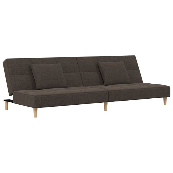 vidaXL Schlafsofa 2-Sitzer mit 2 Kissen Braun Stoff