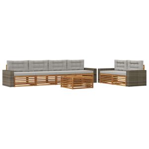 vidaXL Outdoor-Sofagarnitur 7 stk. Natur und Hellgrau Polyester