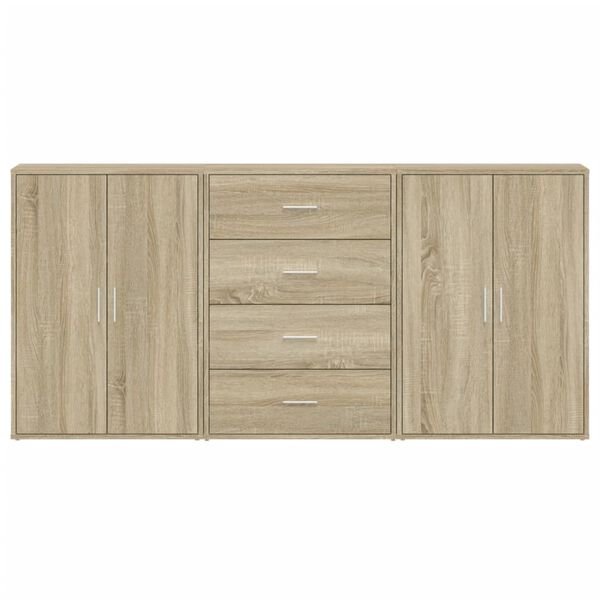 vidaXL Sideboards 3 Stk. Sonoma-Eiche 60x31x84 cm Holzwerkstoff