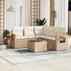 vidaXL 6-tlg. Garten-Sofagarnitur mit Kissen Beige Poly Rattan