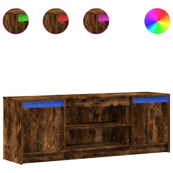 vidaXL TV-Schrank mit LED-Beleuchtung R&auml;uchereiche 139,5x34x50 cm