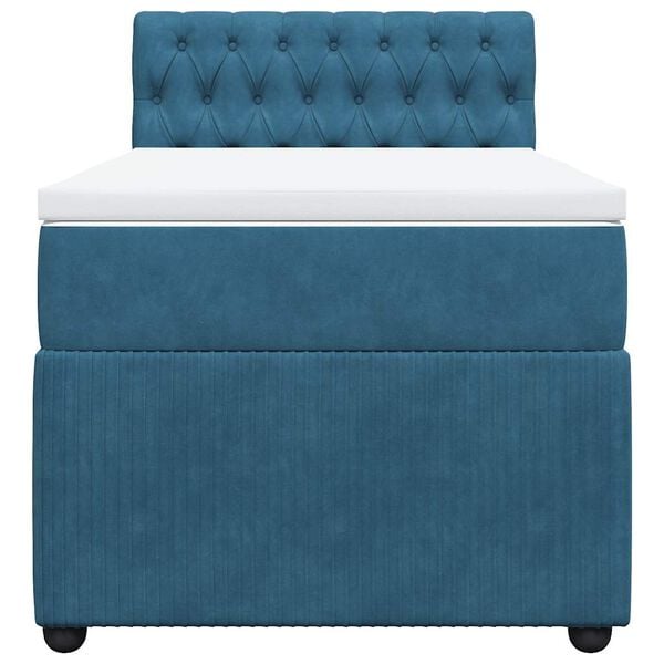 vidaXL Boxspringbett mit Matratze Blau 100x200 cm Samt