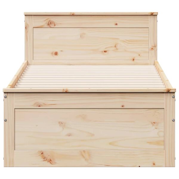 vidaXL Massivholzbett ohne Matratze mit Kopfteil 90x200 cm Kiefernholz