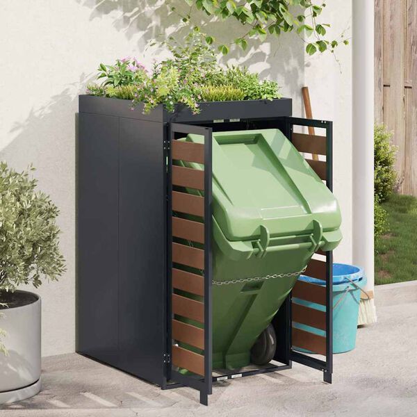 vidaXL Mülltonnenlager mit Pflanzerdach für 240L Tonne Anthrazit