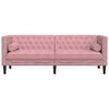 vidaXL Chesterfield-Sofa mit Nackenrollen 3-Sitzer Rosa Samt