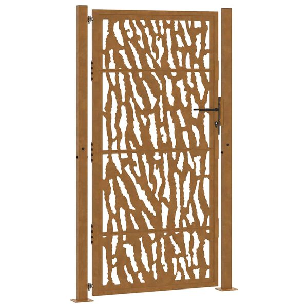 vidaXL Gartentor 100x200 cm Verwitterungsstahl Trace-Design