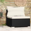 vidaXL Garten-Mittelsofa mit Kissen Schwarz Poly Rattan