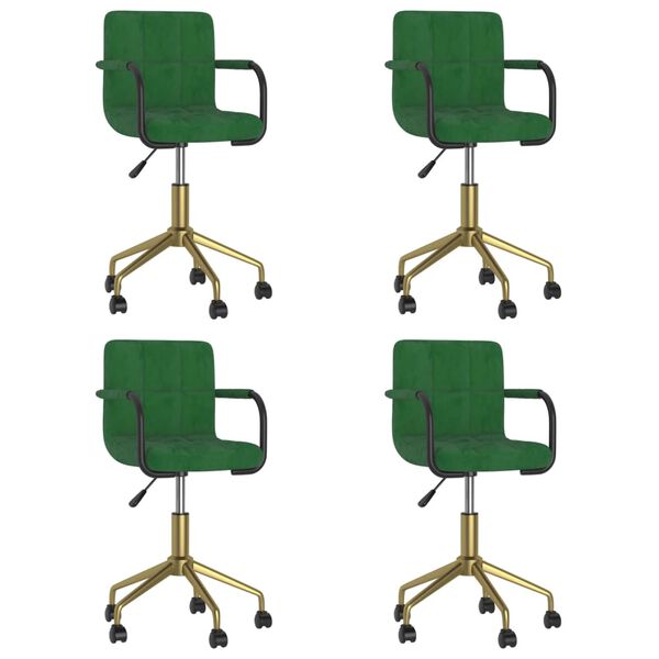 vidaXL Esszimmerst&uuml;hle 4 Stk. Drehbar Dunkelgr&uuml;n Samt