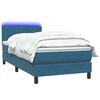 vidaXL Boxspringbett mit Matratze & LED Dunkelblau 90x220 cm Samt