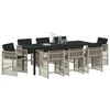 vidaXL Garten Essgruppe 9 pcs Hellgrau Poly-Rattan