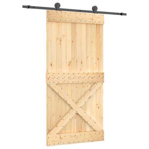 vidaXL Schiebet&uuml;r Nat&uuml;rlich und Schwarz 100 x 210 cm Massivkiefer