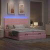 vidaXL Ottoman-Bett mit Matratzen & LEDs Rosa 180x200 cm Samt