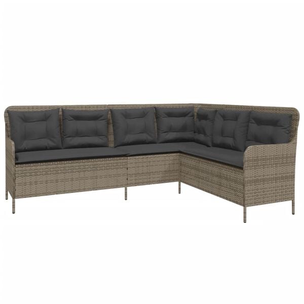 vidaXL 2-tlg. Garten-Sofagarnitur mit Auflagen Poly Rattan Grau