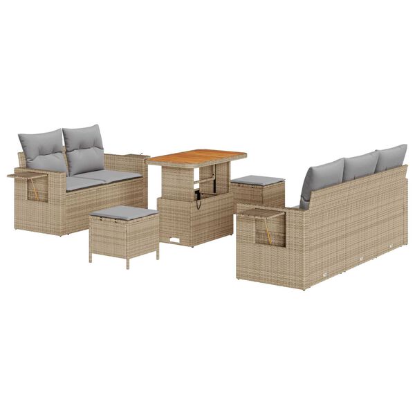 vidaXL Gartensofa-set mit Kissen 10 pcs Beige und Hellgrau Poly-Rattan