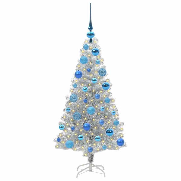 vidaXL Weihnachtsbaum mit 150 LEDs mit St&auml;nder Silber 120 cm PET
