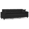 vidaXL 3-Sitzer-Sofa mit Kissen Schwarz 210 cm Mikrofasergewebe