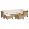 vidaXL 7-tlg. Garten-Sofagarnitur mit Kissen Beige Poly Rattan