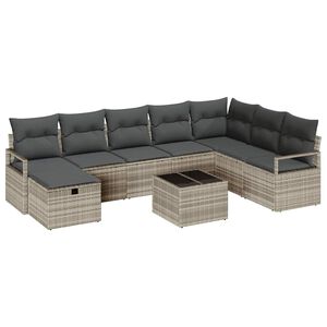 vidaXL Garten-Sofa-Set 9 pcs Hellgrau Poly Rattan