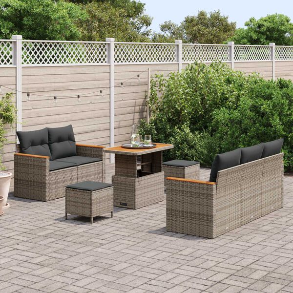 vidaXL Gartensofa-set 8 pcs Grau Poly-Rattan