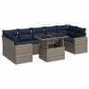 vidaXL 8-tlg. Garten-Sofagarnitur mit Kissen Grau Poly Rattan Akazie