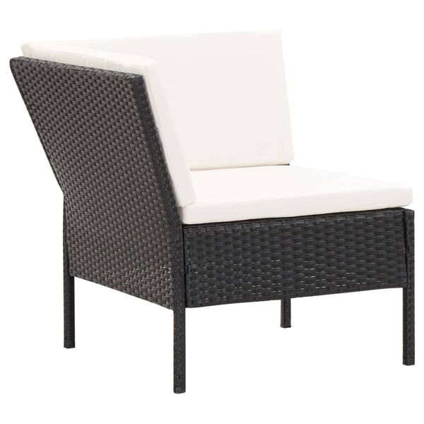 vidaXL 6-tlg. Garten-Lounge-Set mit Auflagen Poly Rattan Schwarz