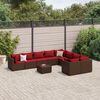 vidaXL 10-tlg. Garten-Sofagarnitur mit Kissen Braun Poly Rattan