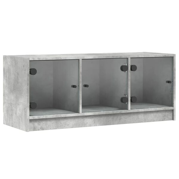 vidaXL TV-Schrank mit Glastüren Betongrau 102x37x42 cm
