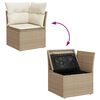 vidaXL 11-tlg. Garten-Sofagarnitur mit Kissen Beige Poly Rattan Akazie