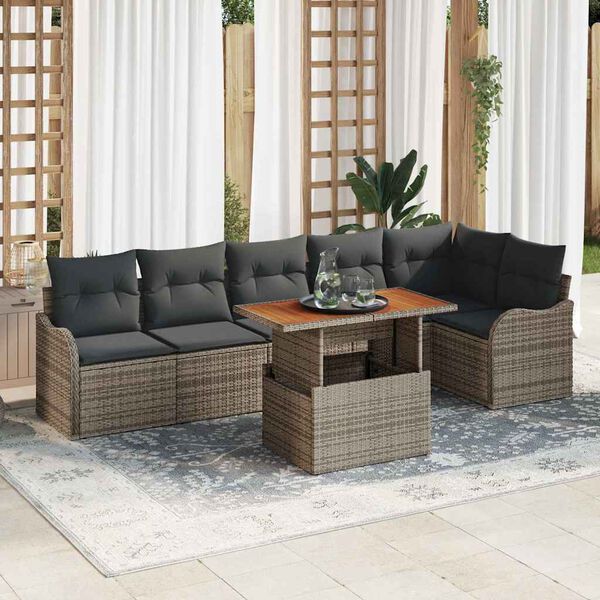 vidaXL Garten-Sofa-Set mit Kissen 7 pcs Grau