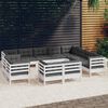 vidaXL 12-tlg. Garten-Lounge-Set mit Kissen Wei&szlig; Massivholz Kiefer