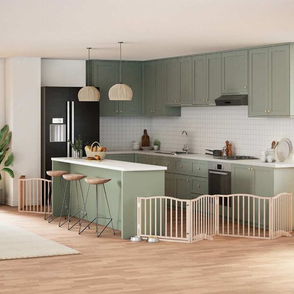 vidaXL 8-tlg. Hundetor mit T&uuml;r Faltbar 640 cm Pappelholz