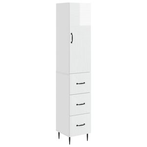 vidaXL Schrankset 2 pcs Hochglanz Wei&szlig; 33 x 34,5 x 90 cm Holzwerkstoff