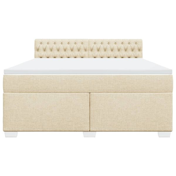 vidaXL Boxspringbett mit Matratze Creme 180x200 cm Stoff