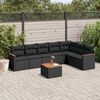 vidaXL 8-tlg. Garten-Sofagarnitur mit Kissen Schwarz Poly Rattan