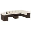 vidaXL 11-tlg. Garten-Sofagarnitur mit Kissen Braun Poly Rattan